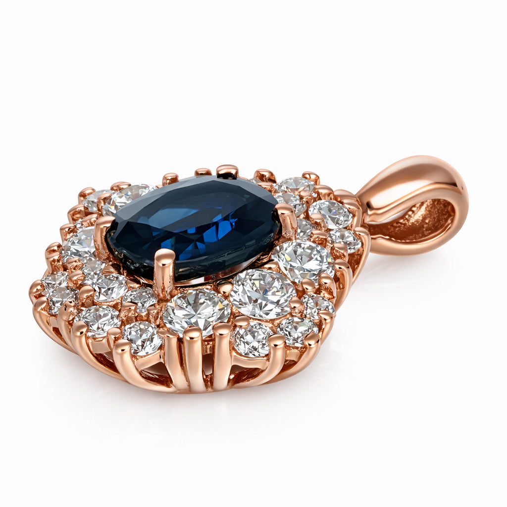 Ciondolo - 18 carati Oro rosa - 1.45ct. tw. Zaffiro - Diamante