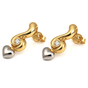 Orecchini - 18 carati Oro giallo, Oro bianco - 0.03ct. tw. Diamante (Naturale)