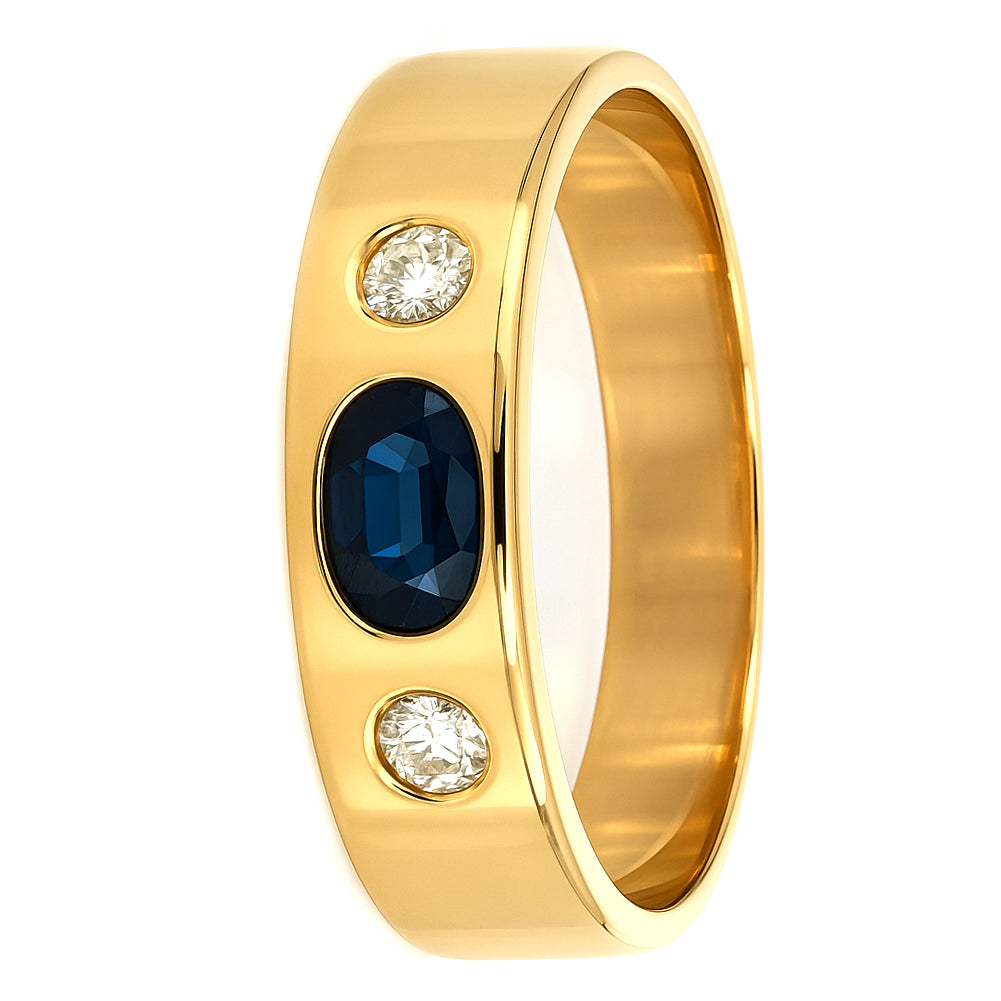 Anello - 18 carati Oro giallo - 0.52ct. tw. Zaffiro - Diamante