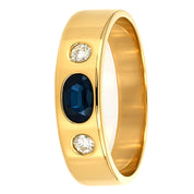 Anello - 18 carati Oro giallo - 0.52ct. tw. Zaffiro - Diamante