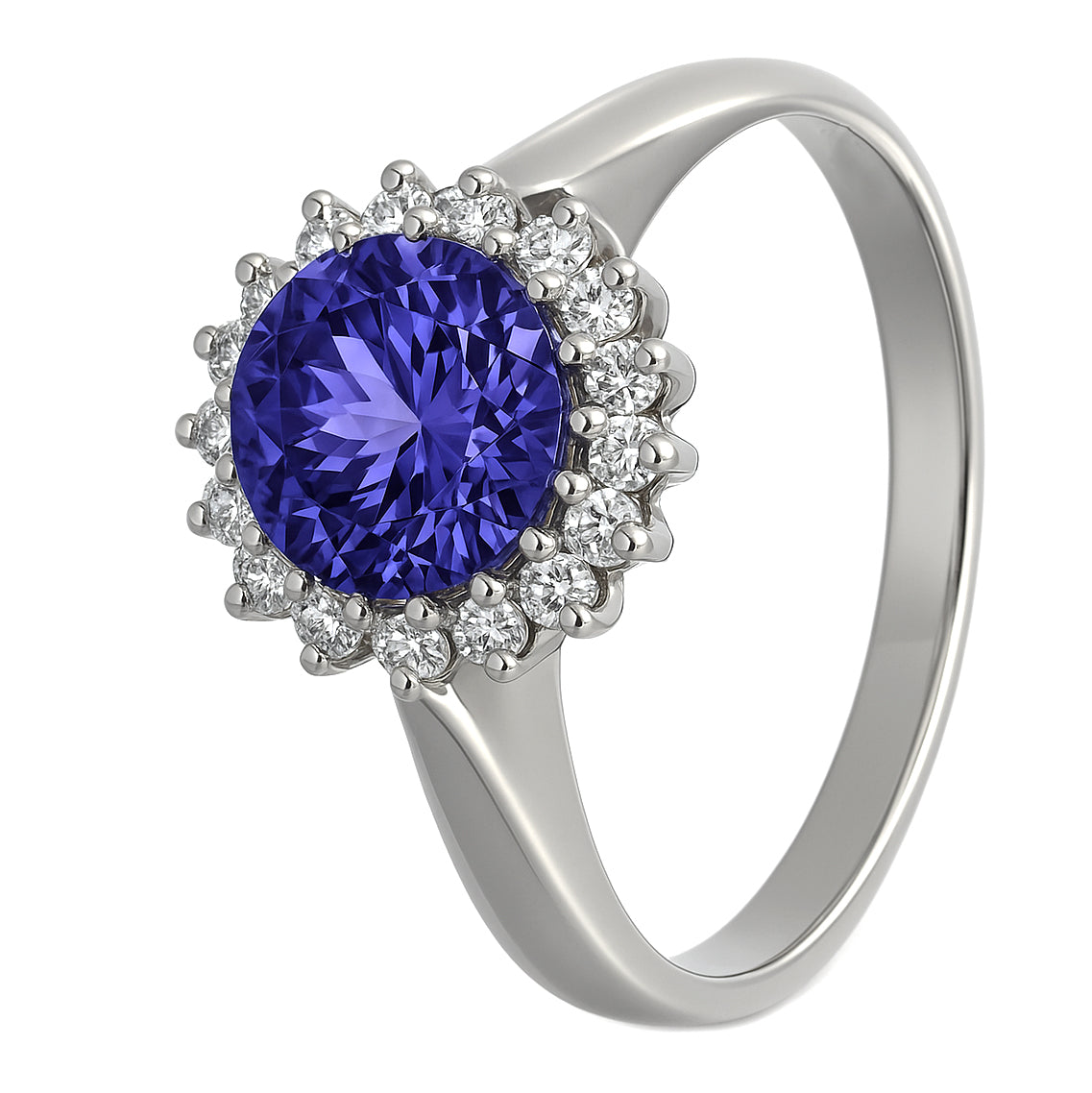 Anello - 18 carati Oro bianco - 1.33ct. tw. Tanzanite - Diamante