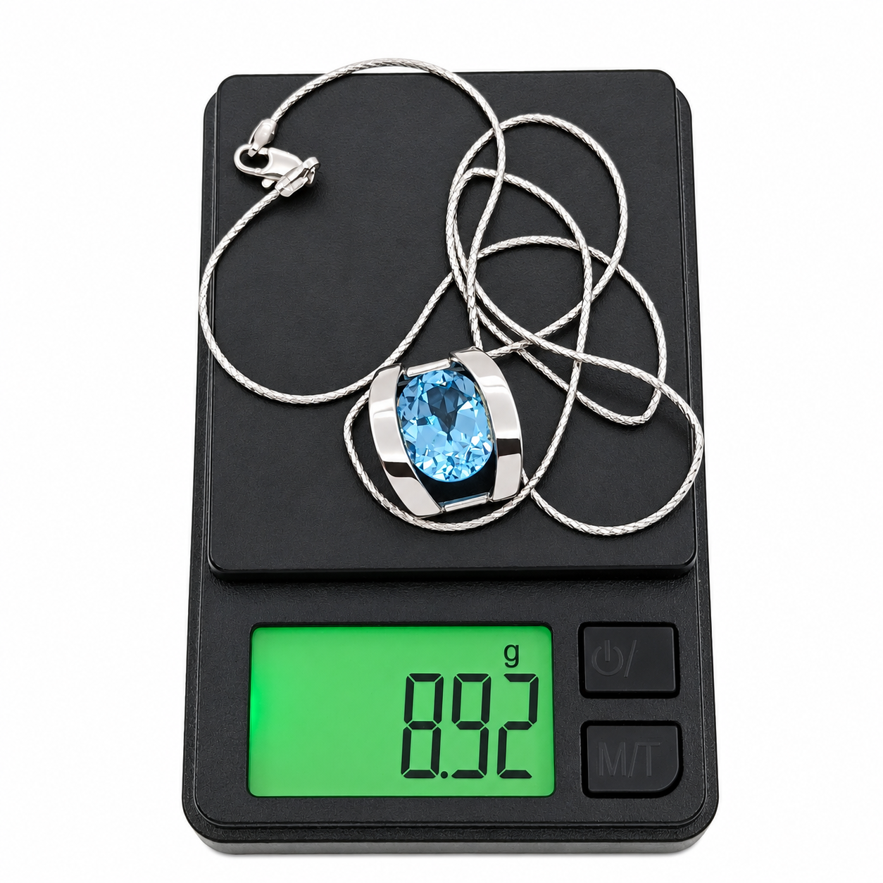 Collana con ciondolo - 18 carati Oro bianco - 5.00ct. tw. Topazio - Made in Italy - Handmade