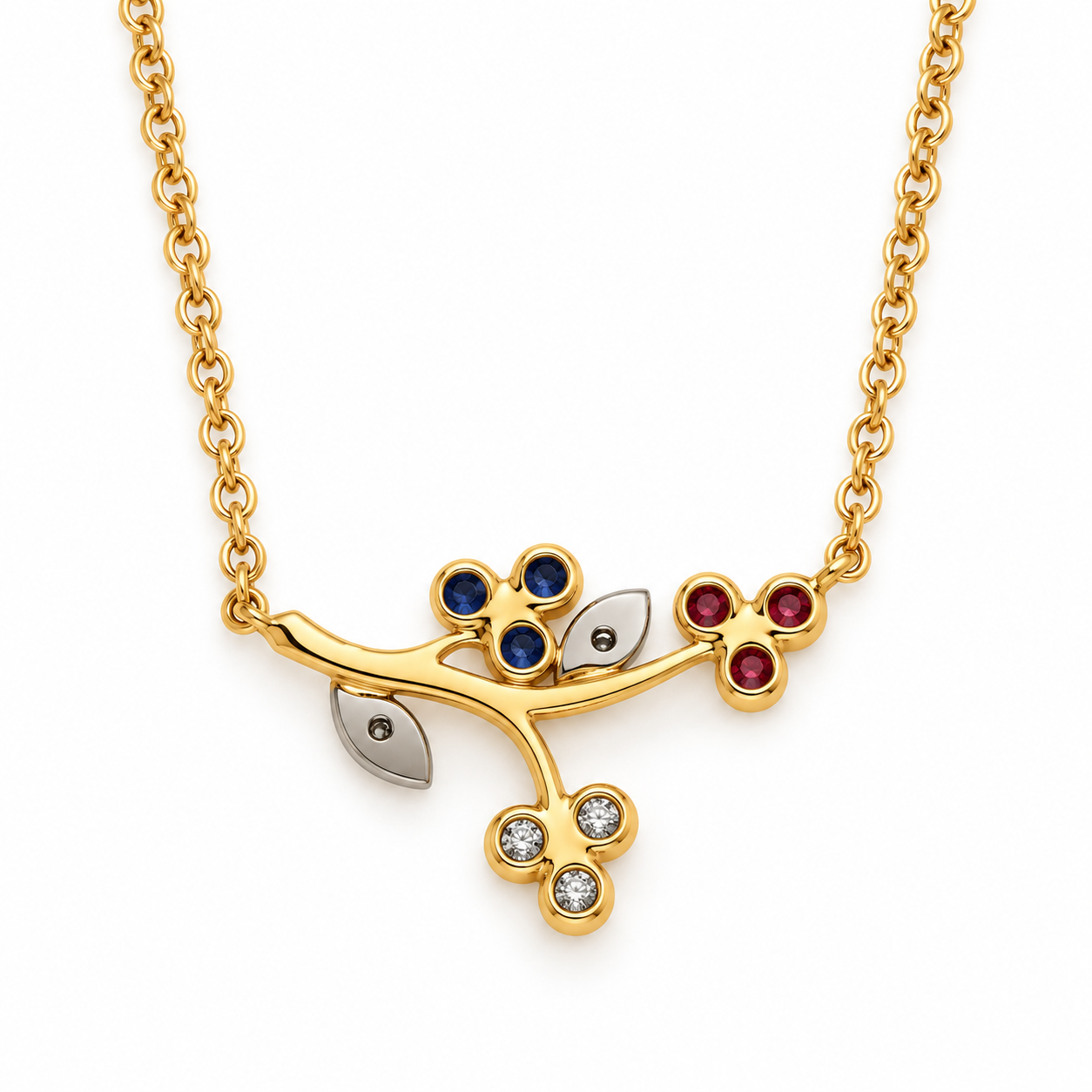 Collana con ciondolo - 18 carati Oro giallo - 0.57ct. tw. Diamante (Naturale) - Rubino