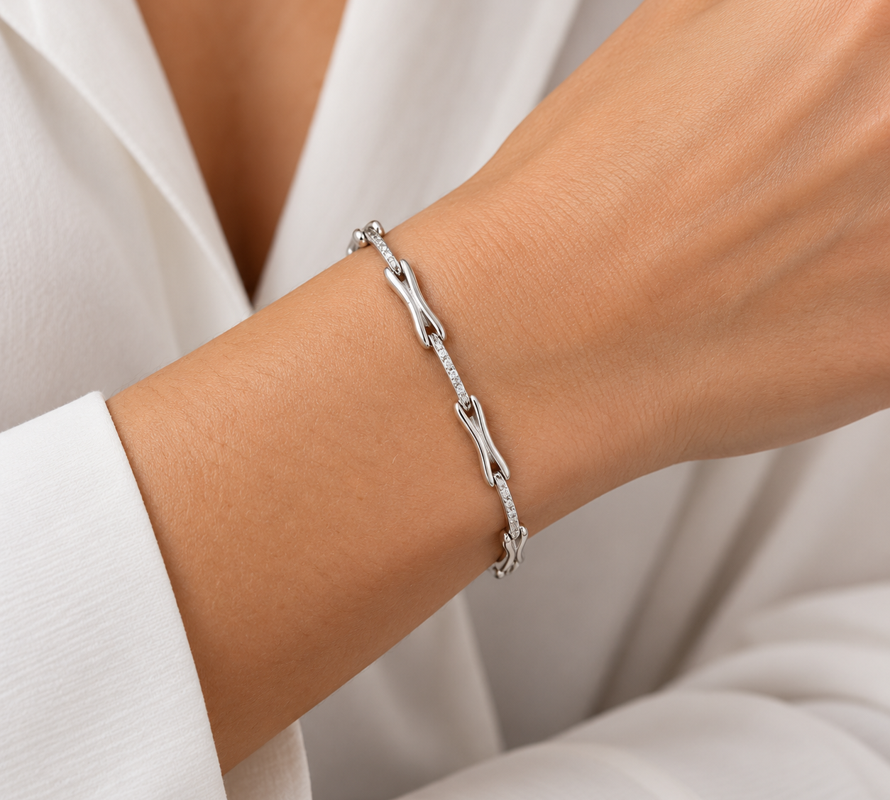 Bracciale - 18 carati Oro bianco - 0.30ct. tw. Diamante (Naturale) - Made in Italy - HandMade