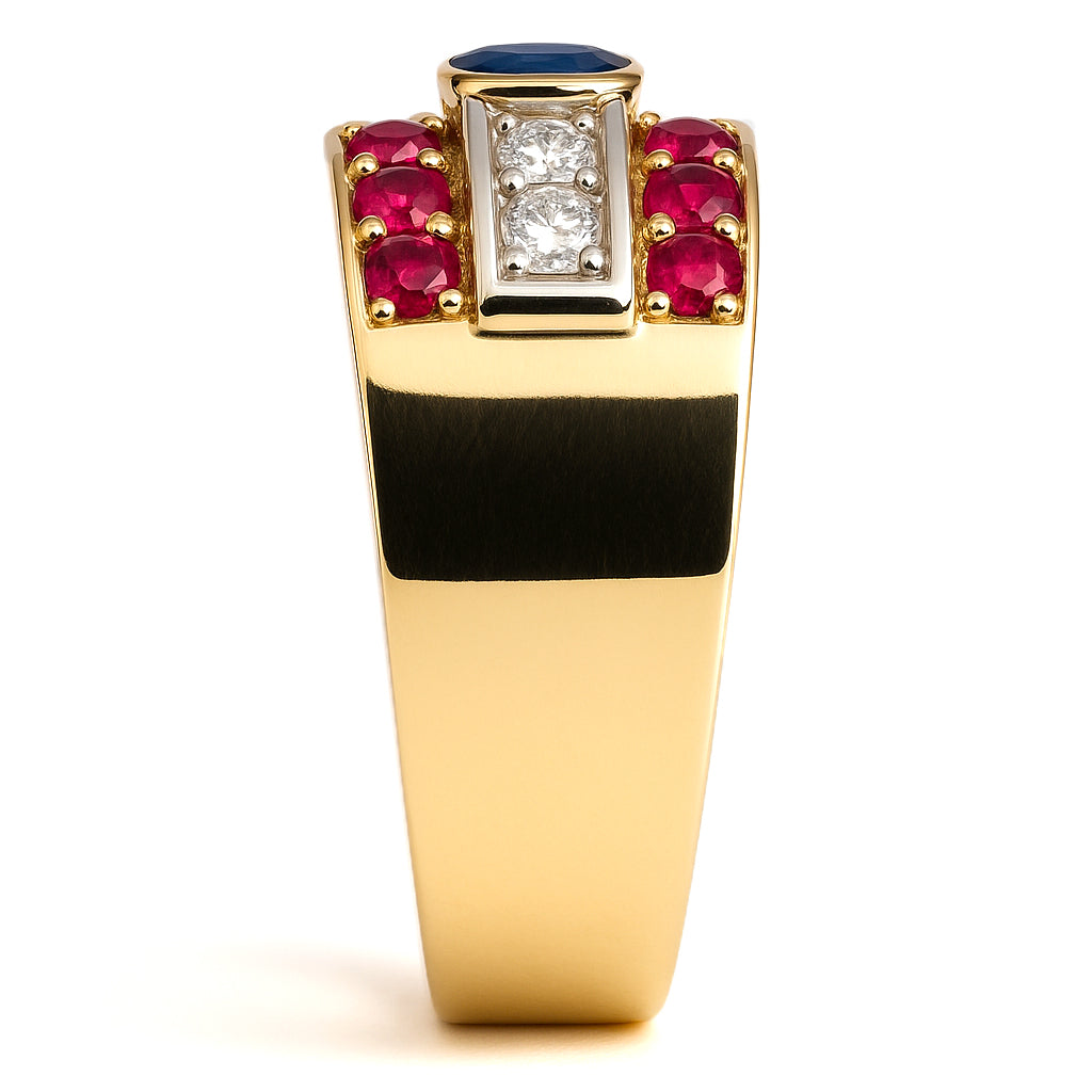Anello - 18 carati Oro giallo, Rubino - Zaffiro- Diamante - 0.93ct. tw.