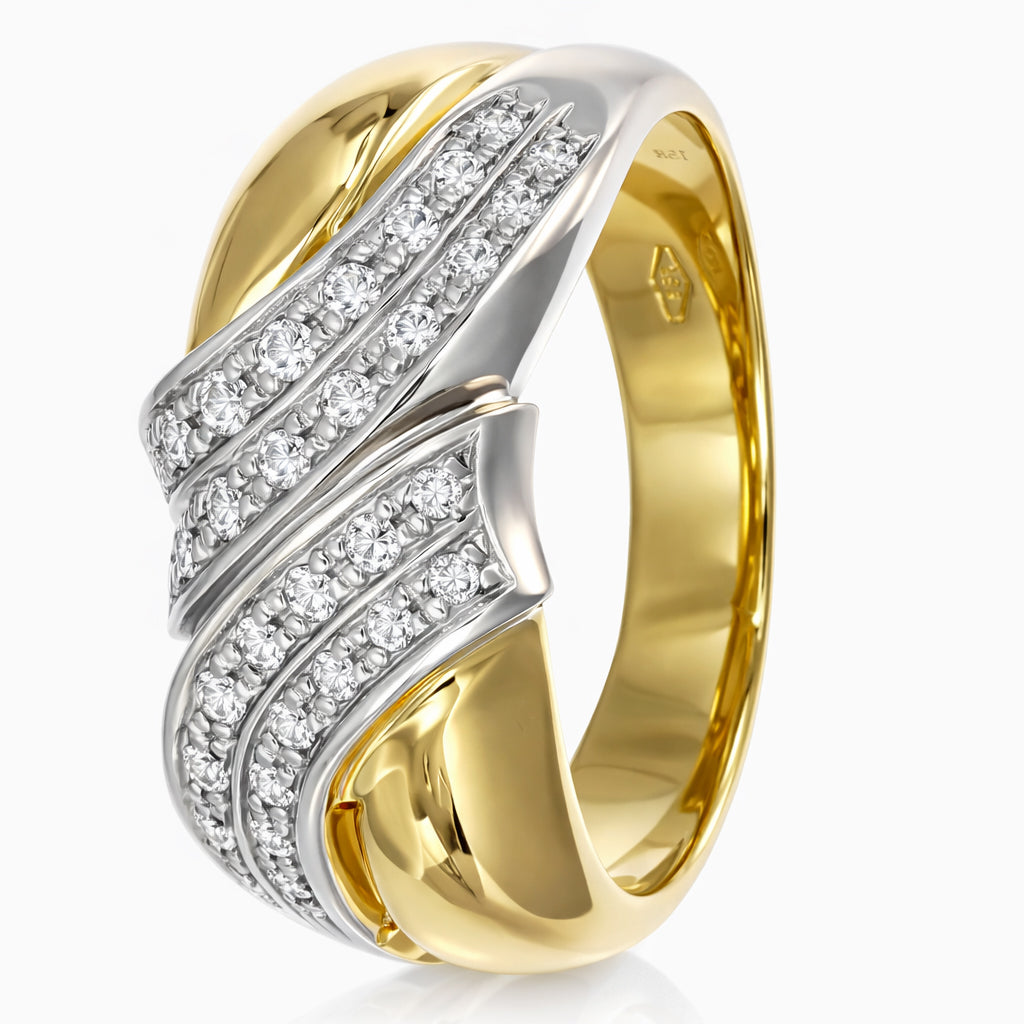 Anello - 18 carati Oro giallo, Oro bianco - 0.30ct. tw. Diamante (Naturale)