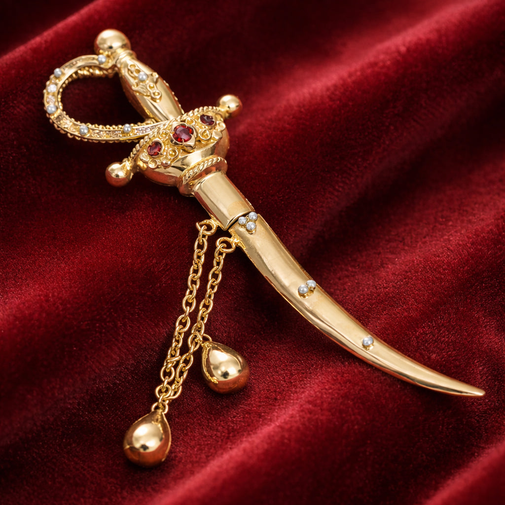 Spilla - 18 carati Oro giallo Granato - Granato