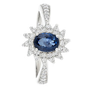 Anello - 18 carati Oro bianco - 1.68ct. tw. Zaffiro - Diamante