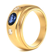 Anello - 18 carati Oro giallo - 0.19ct. tw. Zaffiro - Diamante