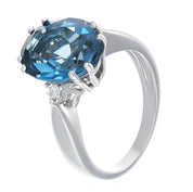 Anello - 18 carati Oro bianco - 5.55ct. tw. Topazio - Diamante