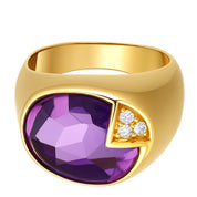 Anello - 18 carati Oro giallo - 8.645ct. tw. Ametista - Diamante