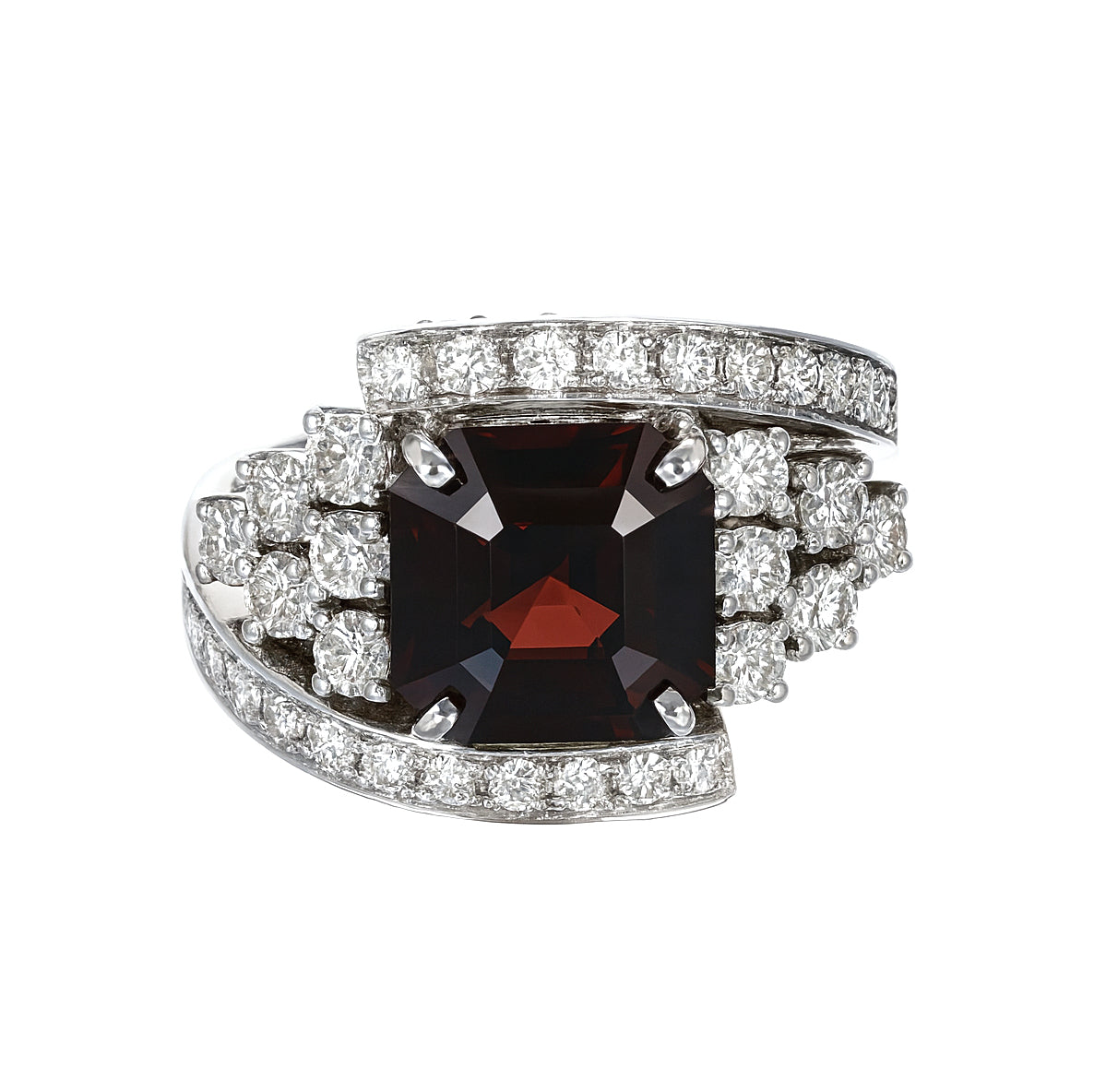 Anello - 18 carati Oro bianco - 5.23ct. tw. Spinello - Diamante