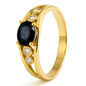 Anello - 18 carati Oro giallo - 0.64ct. tw. Zaffiro - Diamante