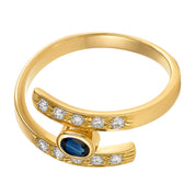 Anello - 18 carati Oro giallo - 0.41ct. tw. Zaffiro - Diamante