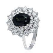 Anello - 18 carati Oro bianco - 3.45ct. tw. Zaffiro - Diamante