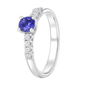 Anello - 18 carati Oro bianco - 0.87ct. tw. Tanzanite - Diamante