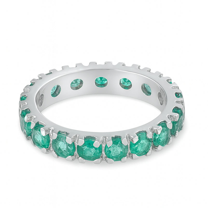 Anello - 18 carati Oro bianco - 2.10ct. tw. Smeraldo