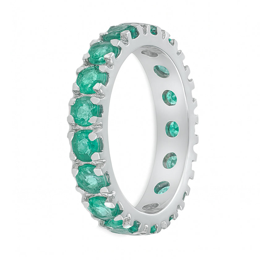 Anello - 18 carati Oro bianco - 2.10ct. tw. Smeraldo