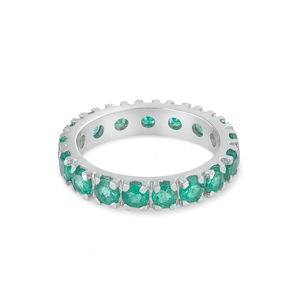 Anello - 18 carati Oro bianco - 2.10ct. tw. Smeraldo