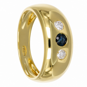 Anello - 18 carati Oro giallo - 0.24ct. tw. Zaffiro - Diamante - Made in Italy - Handmade