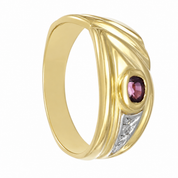Anello - 18 carati Oro giallo, Oro bianco - 0.23ct. tw. Rubino - Diamante - Made in Italy - Handmade