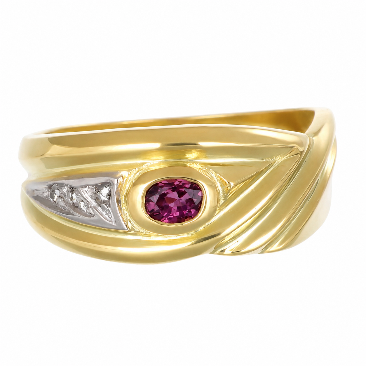 Anello - 18 carati Oro giallo, Oro bianco - 0.23ct. tw. Rubino - Diamante - Made in Italy - Handmade