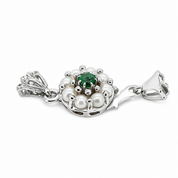 Chiusura per collana - 18 carati Oro bianco Perla - Smeraldo - Made in Italy - Handmade