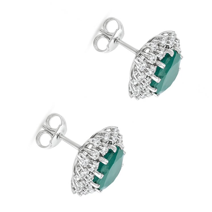 Orecchini - 18 carati Oro bianco - 6.30ct. tw. Smeraldo - Diamante