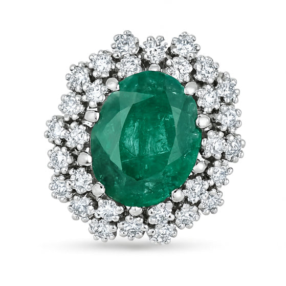 Orecchini - 18 carati Oro bianco - 6.30ct. tw. Smeraldo - Diamante