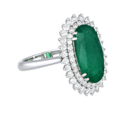 Anello - 18 carati Oro bianco - 4.15ct. tw. Smeraldo - Diamante