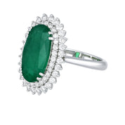 Anello - 18 carati Oro bianco - 4.15ct. tw. Smeraldo - Diamante