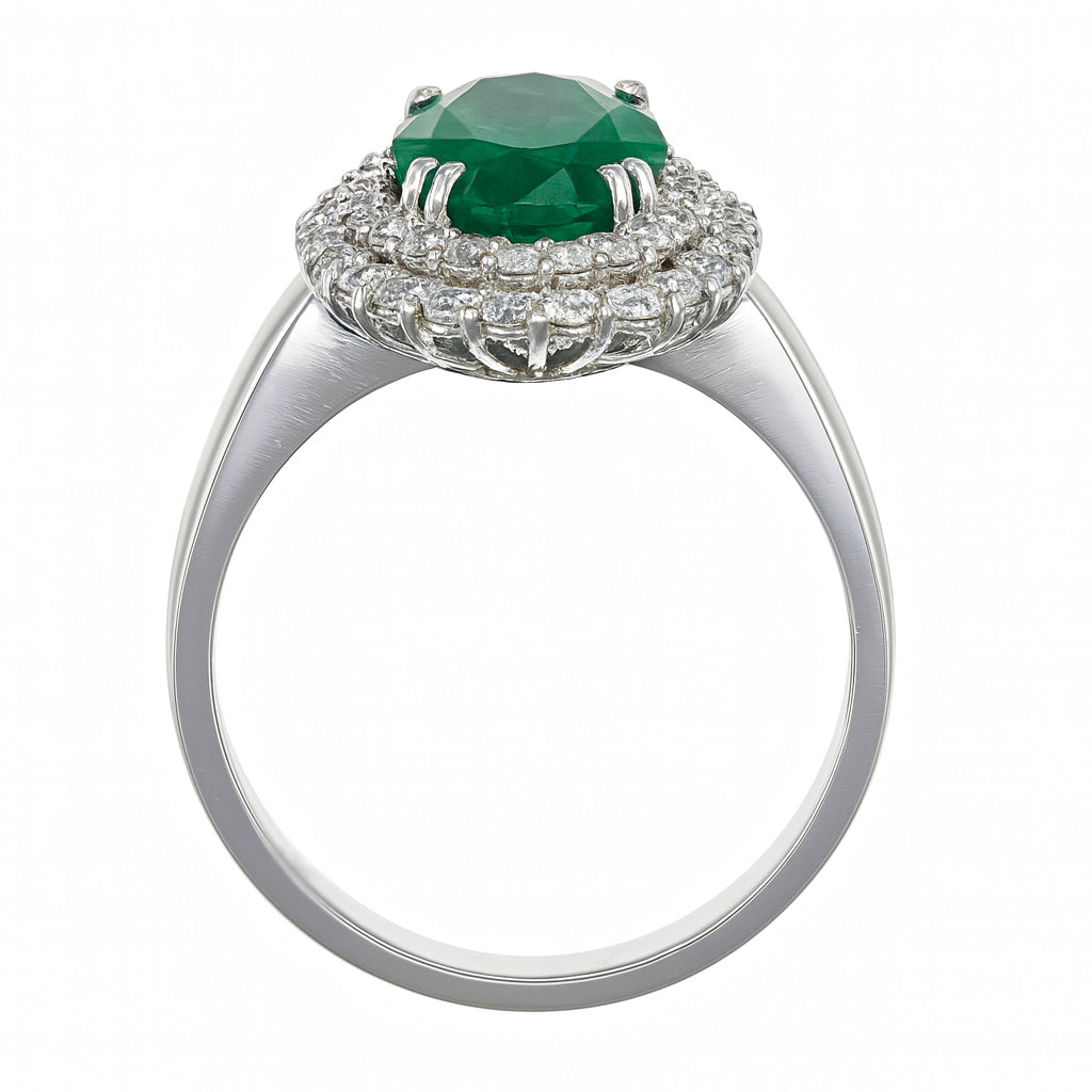 Anello - 18 carati Oro bianco - 4.15ct. tw. Smeraldo - Diamante