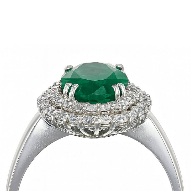 Anello - 18 carati Oro bianco - 4.15ct. tw. Smeraldo - Diamante