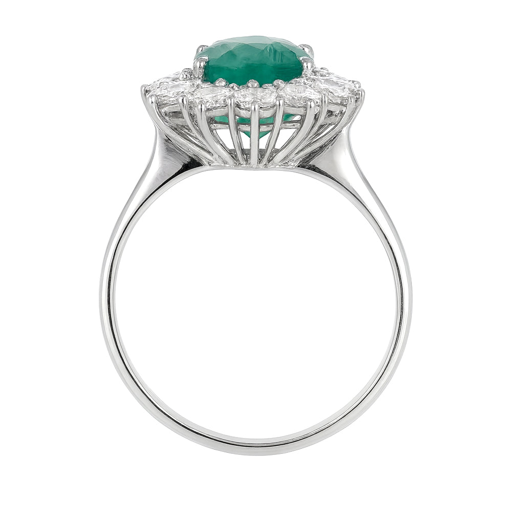 Anello - 18 carati Oro bianco - 5.60ct. tw. Smeraldo - Diamante