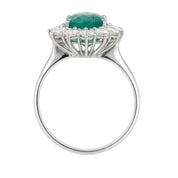 Anello - 18 carati Oro bianco - 5.60ct. tw. Smeraldo - Diamante