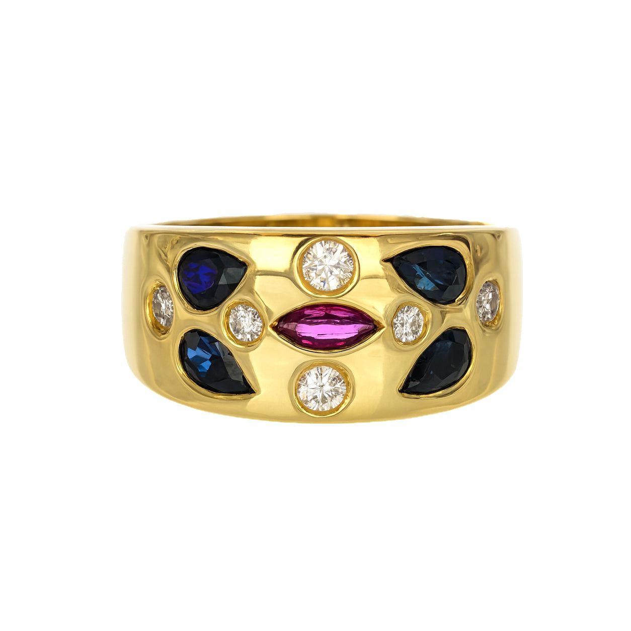 Anello - 18 carati Oro bianco, Oro giallo, Zaffiro - Rubino - diamante - 0.98ct. tw.