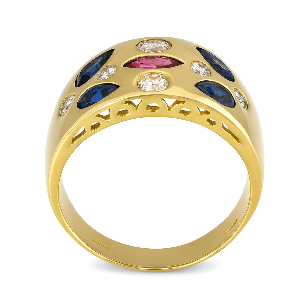 Anello - 18 carati Oro bianco, Oro giallo, Zaffiro - Rubino - diamante - 0.98ct. tw.