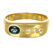 Anello - 18 carati Oro giallo - 0.29ct. tw. Zaffiro - Diamante