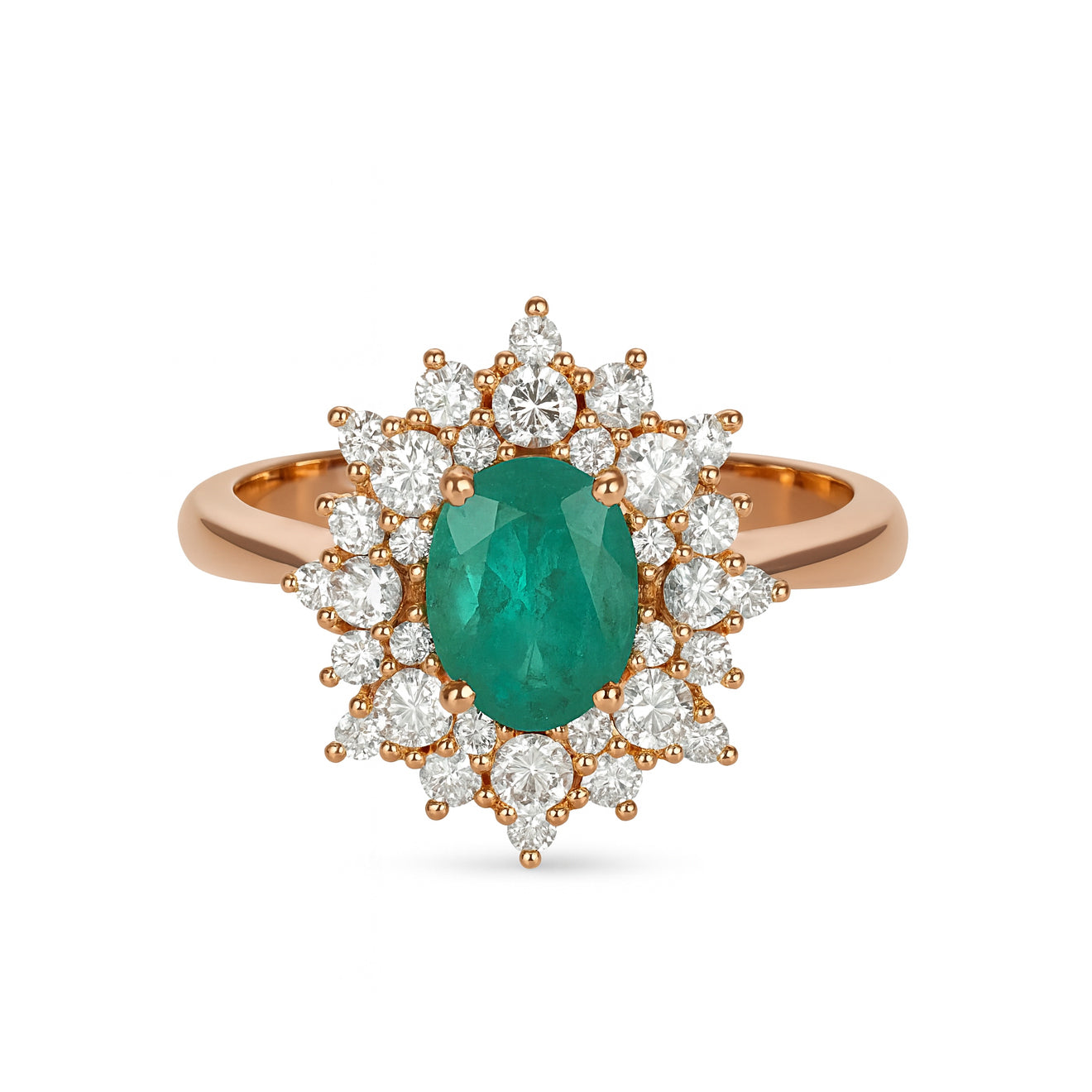 Anello - 18 carati Oro giallo - 2.20ct. tw. Smeraldo - Diamante