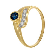 Anello - 18 carati Oro bianco, Oro giallo - 0.29ct. tw. Zaffiro - Diamante