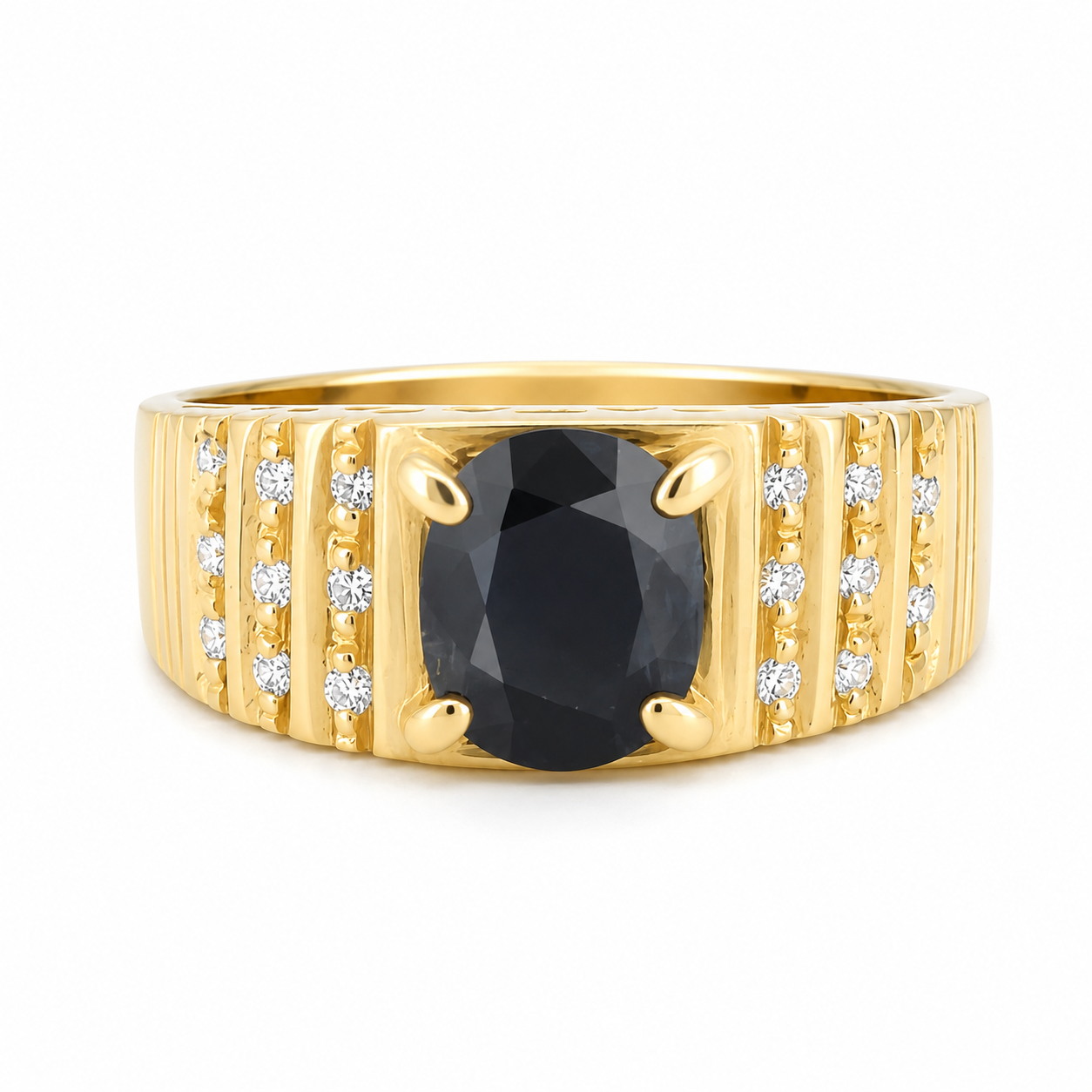 Anello - 18 carati Oro giallo - 1.76ct. tw. Zaffiro - Diamante - Made in Italy - Handmade