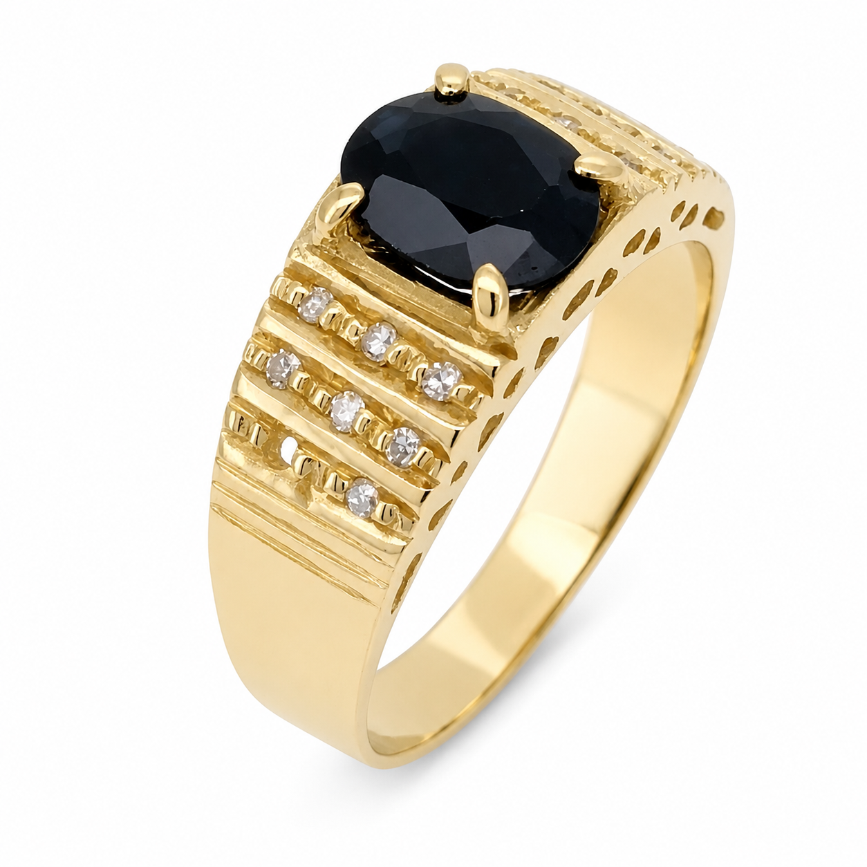 Anello - 18 carati Oro giallo - 1.76ct. tw. Zaffiro - Diamante - Made in Italy - Handmade