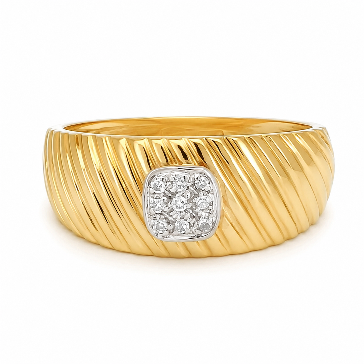 Anello - 18 carati Oro bianco, Oro giallo - 0.09ct. tw. Diamante (Naturale) - Made in Italy - Handmade