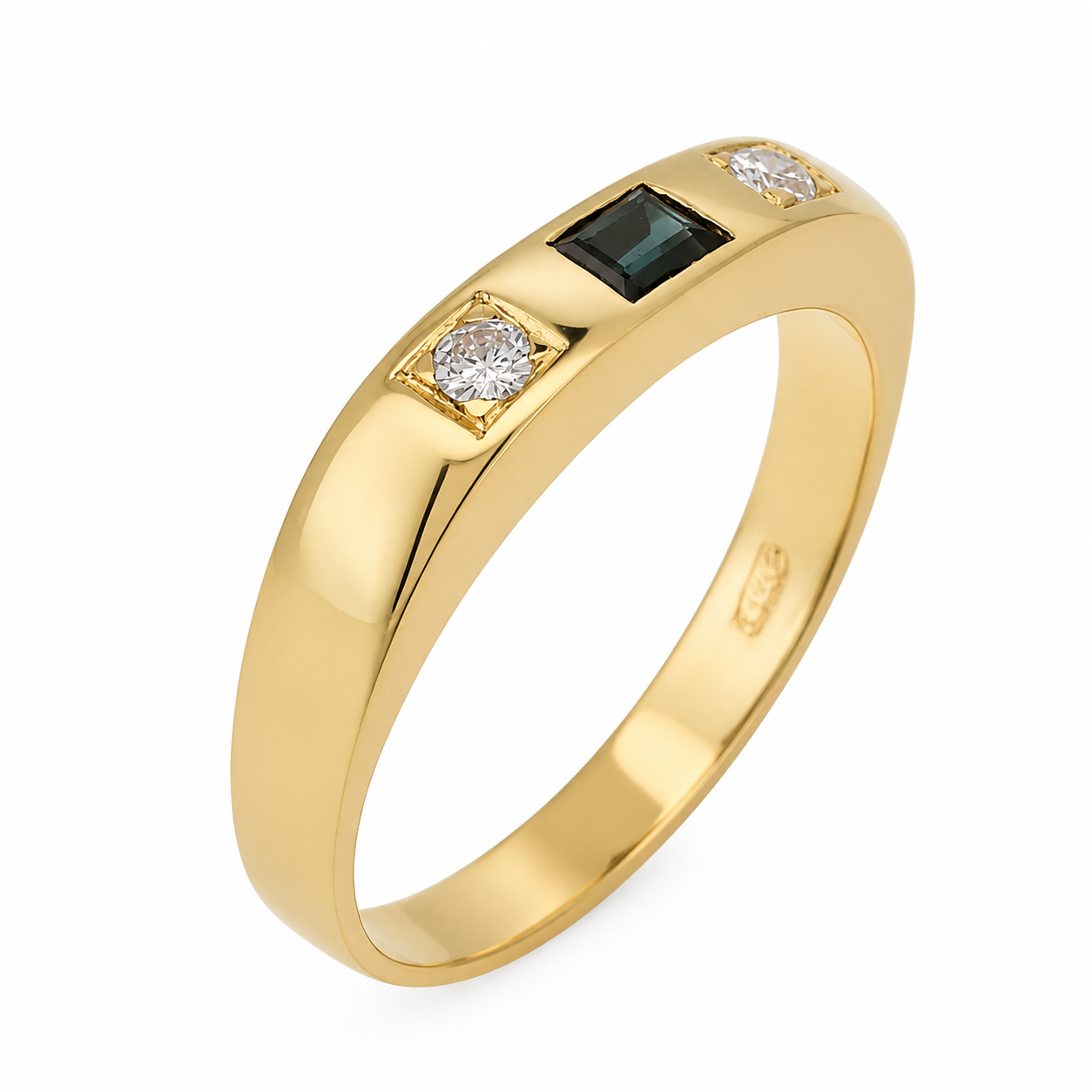 Anello - 18 carati Oro giallo - 0.25ct. tw. Zaffiro - Diamante - Made in Italy - Handmade