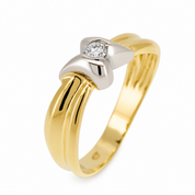 Anello - 18 carati Oro bianco, Oro giallo - 0.07ct. tw. Diamante (Naturale) - Made in Italy - Handmade