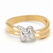 Anello - 18 carati Oro bianco, Oro giallo - 0.07ct. tw. Diamante (Naturale) - Made in Italy - Handmade
