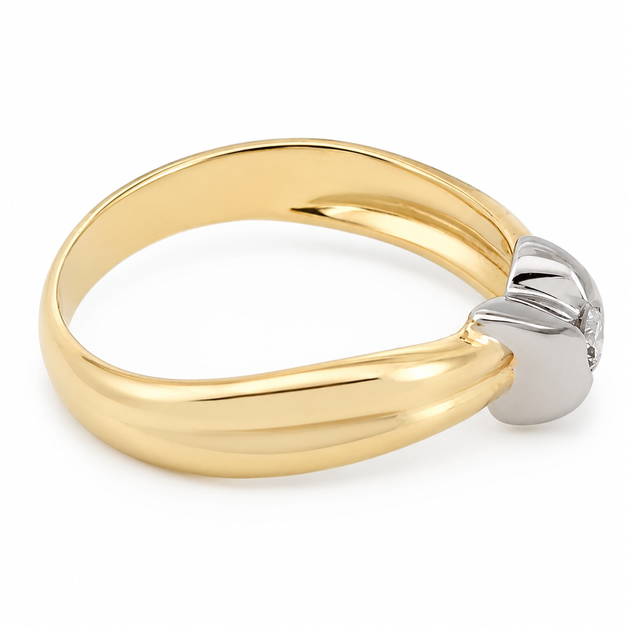 Anello - 18 carati Oro bianco, Oro giallo - 0.07ct. tw. Diamante (Naturale) - Made in Italy - Handmade