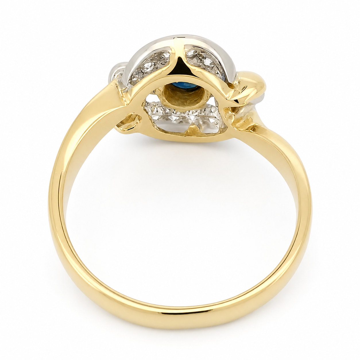 Anello - 18 carati Oro giallo, Oro bianco - 0.41ct. tw. Zaffiro - Diamante - Made in Italy - Handmade