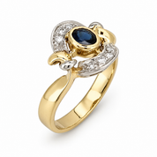 Anello - 18 carati Oro giallo, Oro bianco - 0.41ct. tw. Zaffiro - Diamante - Made in Italy - Handmade