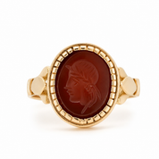 Anello - 18 carati Oro giallo Corniola - Made in Italy -Handmade